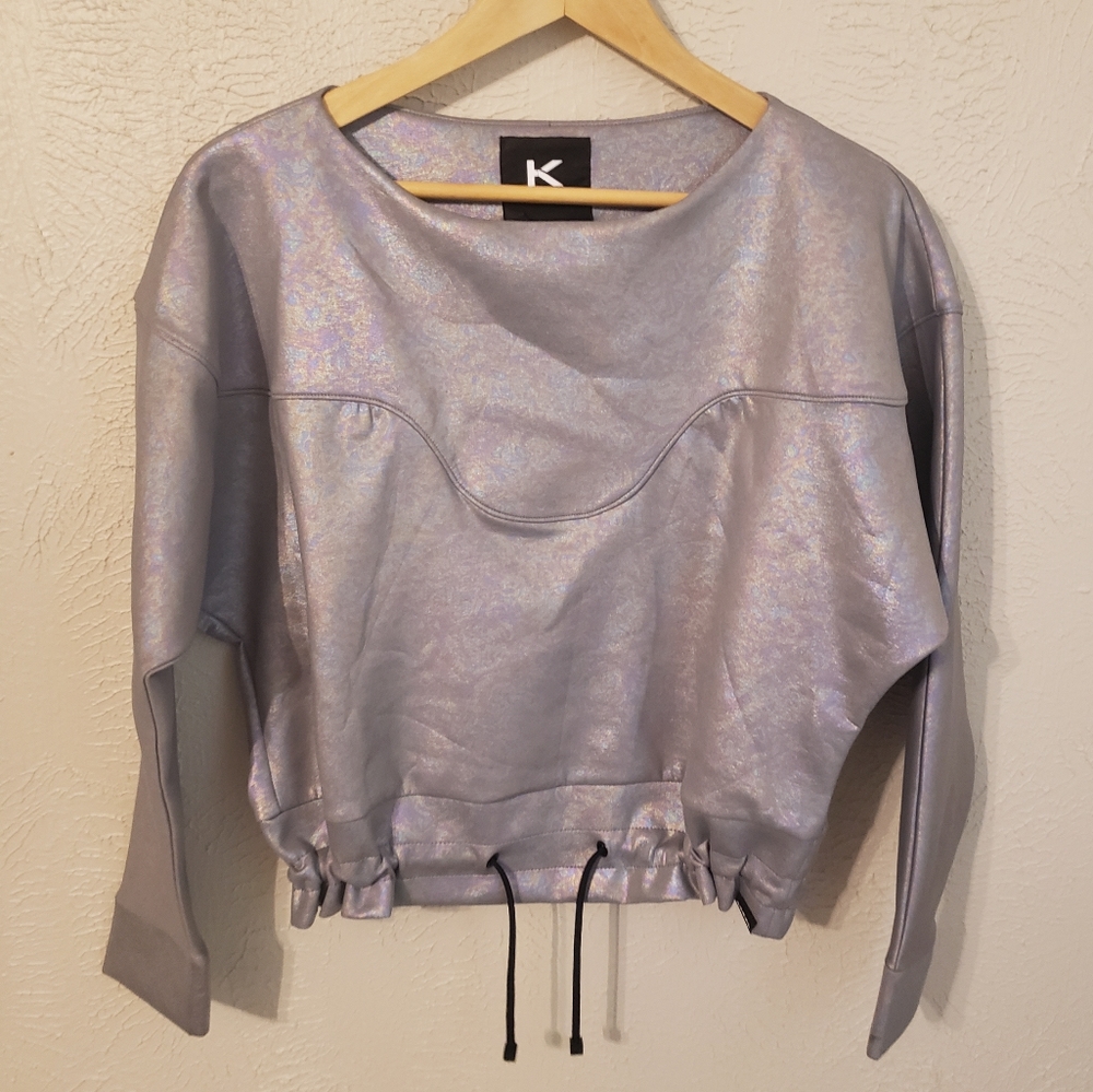 Koral metallic athletic sweatshirt